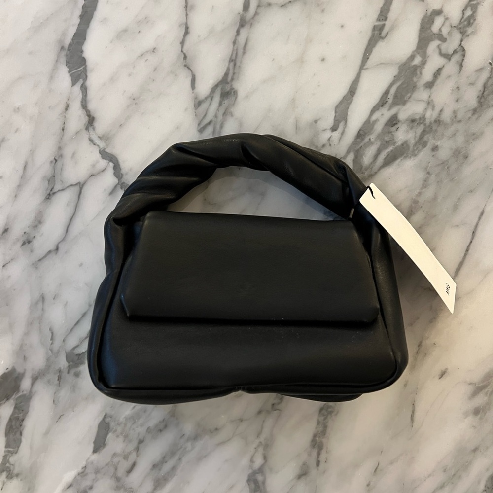 Mango Mini Black Twisted Handle Clutch with Tag Never Used